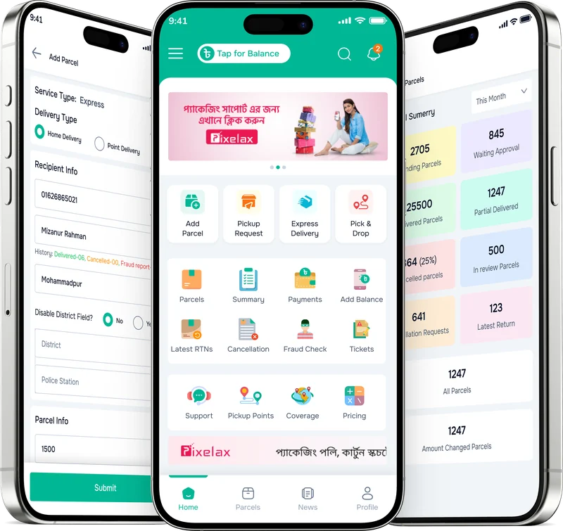 Steadfast Merchant app screens